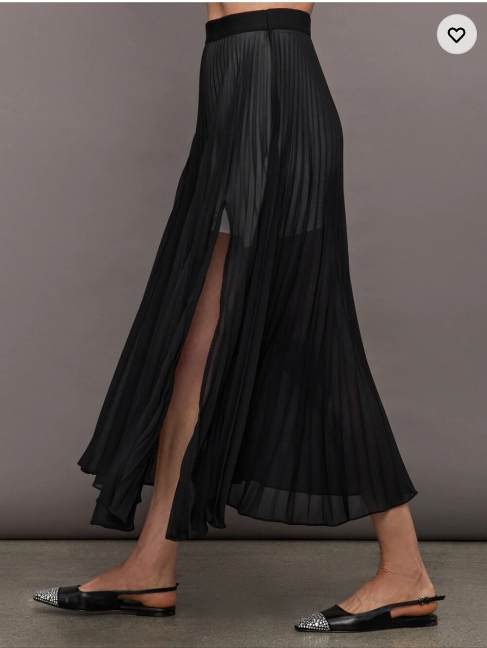 Carbon38 Black Pleated Maxi Skirt with Side Slit - Picture 3 of 7